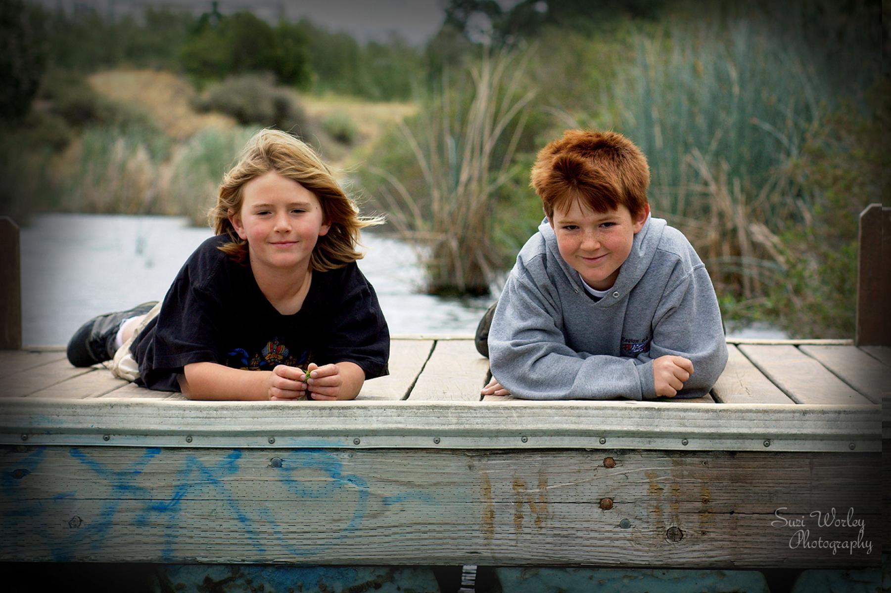 Dockside with the boys.  #coyotecreek #boys #Graffiti #summersession #SuziWorleyPhotography